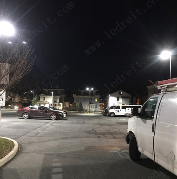 Rk-150w 5500K retrofit units on (2) sections of the Parking Lot at Wesley College